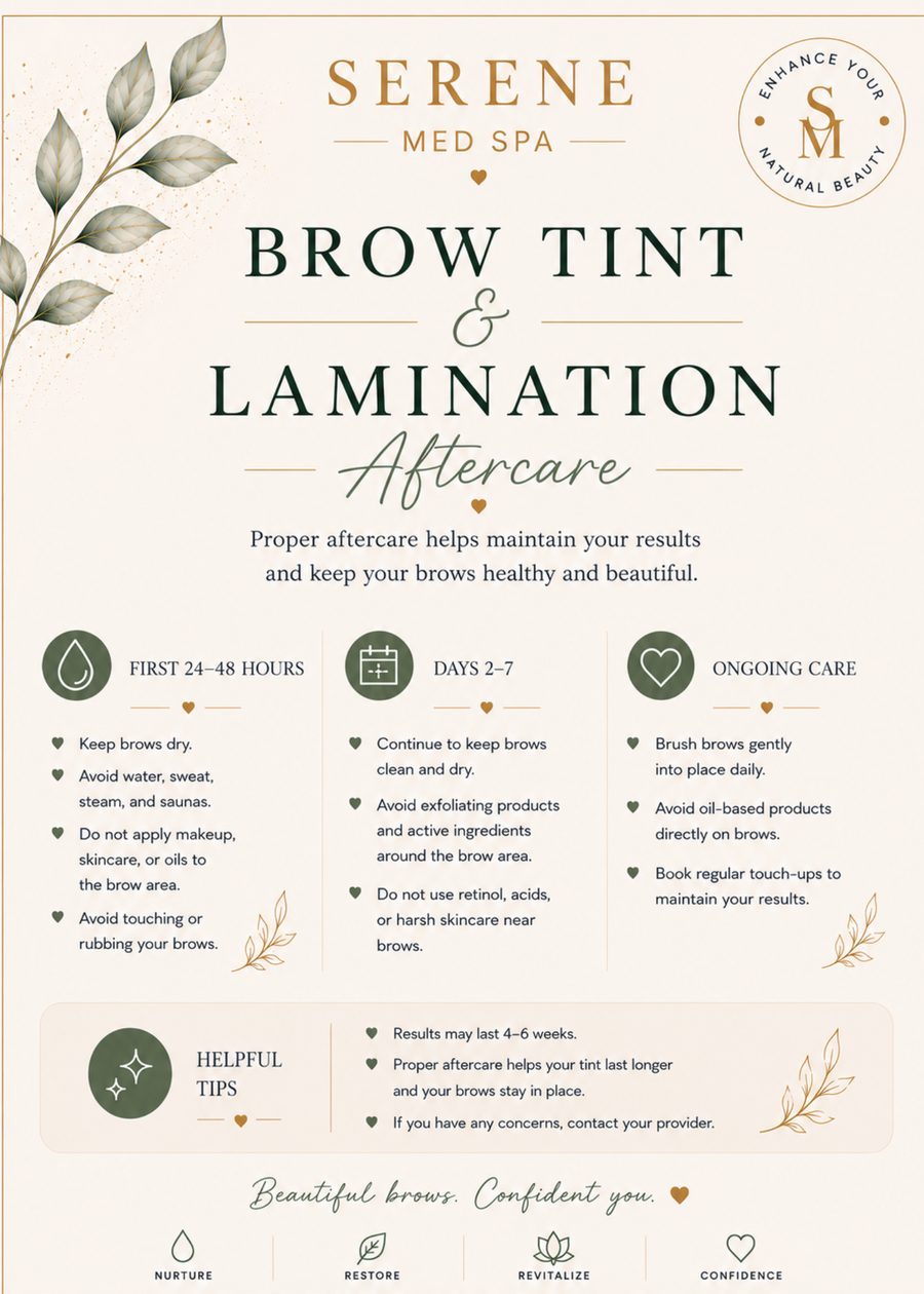 Brow Tint & Lamination aftercare instructions