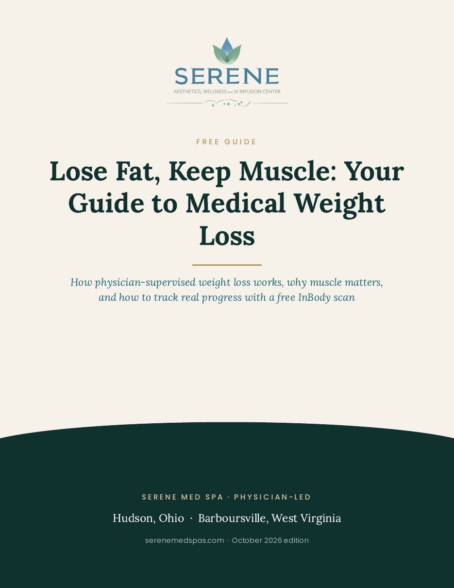 Cover of the free Serene Med Spa guide: Lose Fat, Keep Muscle: Your Guide to Medical Weight Loss