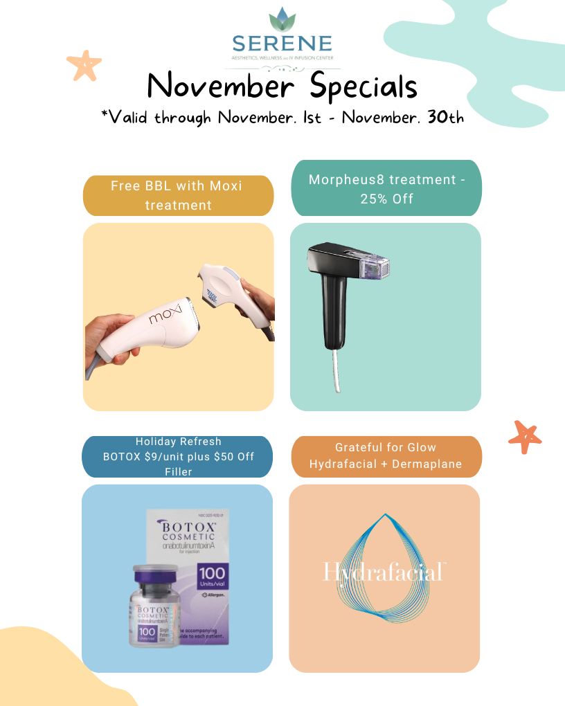 Serene Med Spa November 2025 specials and promotional offers