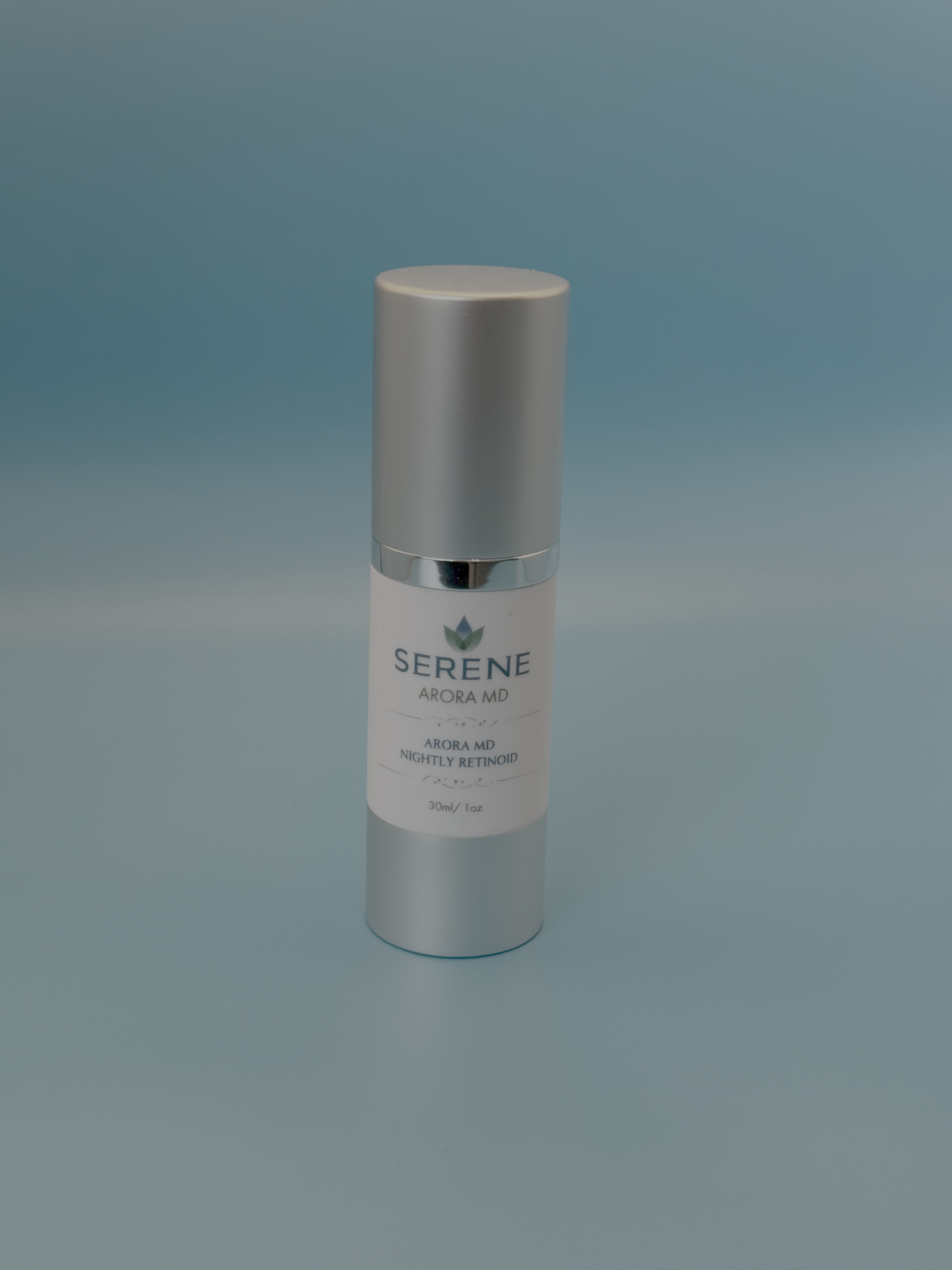 Arora MD Nightly Retinoid 30mL bottle with pump, medical-grade anti-aging treatment skin care product.